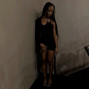 Black Coucoo Asymmetrical Mini Dress
